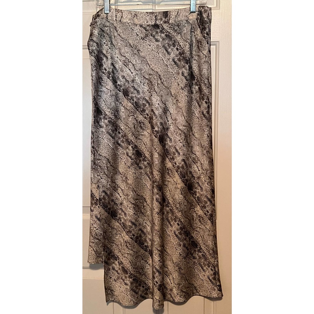 The Limited Snakeskin Putty Long Wraparound Skirt Side Zipper & Tie Size 8 NWT